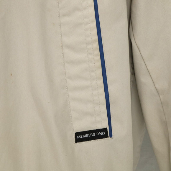 Members Only Jacket Mens Large Beige Full Zip Lightweight Pockets Lined Vintage - Picture 11 of 16